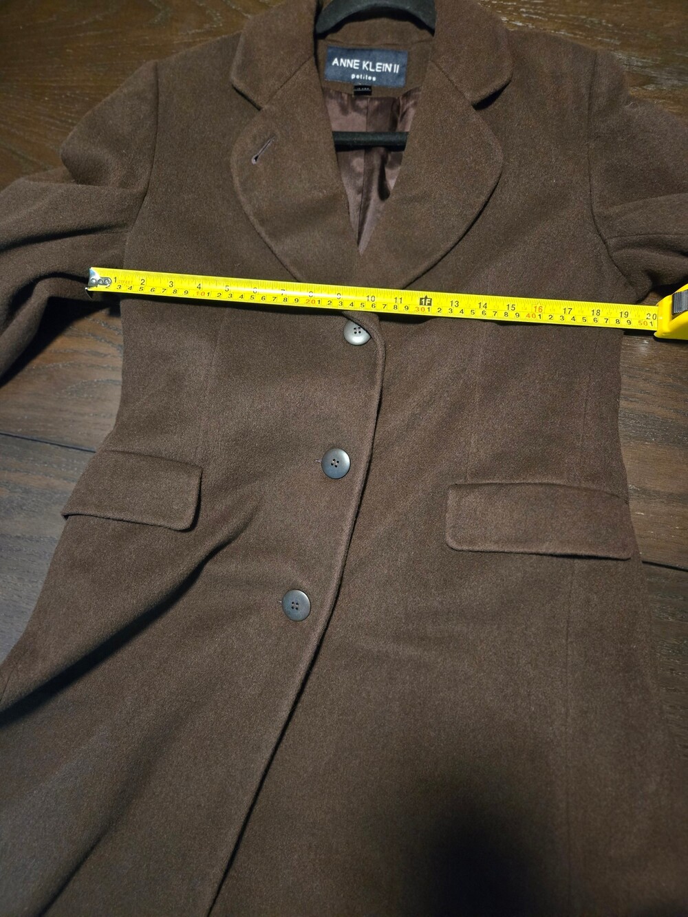 Anne Klein II Long Brown Wool Blend Coat Women's Outerwear - Wool / Brown / 6 - Picture 6 of 15